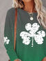 Women's Shamrock  Long Sleeve Tee T-shirt Crew Neck Casual Spring/Fall Top