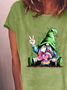 Women's Cartoon Short Sleeve Tee T-shirt Crew Neck Casual Summer Top