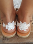 JFN    White  Lace  Flower  Wedding  Women's  flip flops Sandals