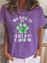 Women's Animal Shamrock Short Sleeve Tee T-shirt Crew Neck Casual Summer Top