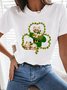 saint patrick's day  Cute Cat Pattern Loosen Vacation Shirts & Tops