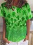 Women's Ombre Shamrock Short Sleeve Tee T-shirt Crew Neck Casual Summer Top