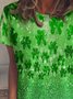 Women's Ombre Shamrock Short Sleeve Tee T-shirt Crew Neck Casual Summer Top