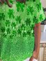 Women's Ombre Shamrock Short Sleeve Tee T-shirt Crew Neck Casual Summer Top