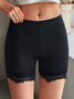 Mid Waist Solid Lace Skinny Shorts Leggings