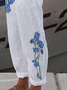 JFN Floral Pocketed Casual Pants White