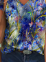 Women's Casual Holiday Weekend Floral T-shirt  Short Sleeve Print V Neck Basic Top