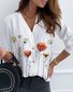 Floral Vacation V Neck Long Sleeve Blouse