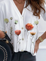 Floral Vacation V Neck Long Sleeve Blouse