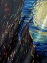 Mens Retro Van Gogh The Starry Night Lapel Loose Short Sleeve Funky Hawaiian Shirt