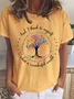 Women Floral Short Sleeve Tee T-shirt Crew Neck Vintage Summer Top