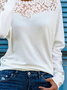 Round Neck Loosen Casual Lace Shirts & Tops