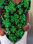 Women's Shamrock Short Sleeve Tee T-shirt V Neck Casual Summer Top