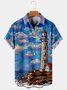 Mens Creative Oil Painting Print Casual Breathable Short Sleeve Shirts