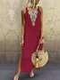 JFN V Neck Floral Tribal Casual Mexican Dress