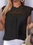 JFN Crew Neck Lace Patchwork Elegant Blouse