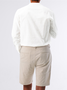 Cotton Linen Style Solid Color V-Neck Men's Slim Fit Long Sleeve Pullover One Button Shirt