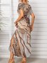 JFN V Neck Ombre Vacation Maxi Dress