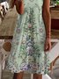 JFN V Neck Floral Vacation  Midi Prom Dress