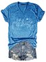 Women's Short Sleeve Tee T-shirt Summer Letter Cotton-Blend V Neck Going Out Casual Top