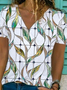 Casual V Neck Short Sleeve Top
