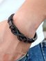 JFN  Men's Stainless Steel Leather Bracelet
