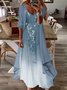 Women's Shift Dress Maxi Dress half Sleeve Floral Print Spring Summer 2PCS V Neck Casual Dress