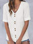 JFN V Neck Solid Buttoned Casual Shirt