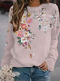Loosen Crew Neck Floral Casual Sweatershirt
