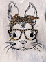 Women's Animal Short Sleeve Tee T-shirt V Neck Vintage Summer Top