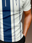 Casual Art Collection Striped Geometric Lapel Short Sleeve Polo Print Top