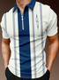 Casual Art Collection Striped Geometric Lapel Short Sleeve Polo Print Top