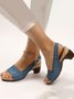 JFN Retro Solid Simple Open Toe Chunky Heel Sandals