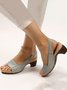 JFN Retro Solid Simple Open Toe Chunky Heel Sandals