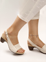 JFN Retro Solid Simple Open Toe Chunky Heel Sandals