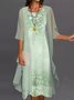 Women's Shift Dress Midi Dress half Sleeve Floral Print Spring Summer 2PCS V Neck Casual Dress