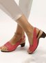 JFN Retro Solid Simple Open Toe Chunky Heel Sandals