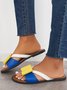 JFN  Contrast Paneled Bow Flat Slippers