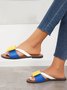 JFN  Contrast Paneled Bow Flat Slippers