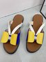 JFN  Contrast Paneled Bow Flat Slippers