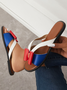 JFN  Contrast Paneled Bow Flat Slippers