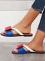 JFN  Contrast Paneled Bow Flat Slippers