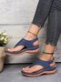 JFN Embroidered Wave Pattern Vintage Casual Thong Sandals