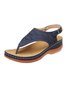JFN  Embroidered Wave Pattern Vintage Casual Thong Sandals