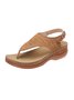 JFN  Embroidered Wave Pattern Vintage Casual Thong Sandals