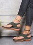 JFN  Embroidered Wave Pattern Vintage Casual Thong Sandals