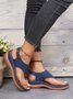JFN  Embroidered Wave Pattern Vintage Casual Thong Sandals