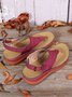 JFN  Embroidered Wave Pattern Vintage Casual Thong Sandals
