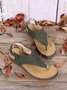 JFN  Embroidered Wave Pattern Vintage Casual Thong Sandals