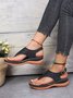 JFN  Embroidered Wave Pattern Vintage Casual Thong Sandals